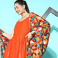 InWeave Women's Orange Red Gota Strappy Set With Multi Foil Muslin Dupatta - Swadesiicart