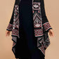 trueBrowns Black Woollen Geometric Kaftan Cape | Swadesiicart