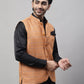 Even Apparels Men's Orange Nehru Jacket With Welt Pockets | Swadesiicart