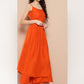 InWeave Women's Orange Strappy Set With Blue Chinnon Print Silk Dupatta - Swadesiicart