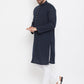 Even Apparels Blue Pure Cotton Kurta With Band Collar | Swadesiicart