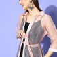 InWeave Women's Black Strappy Kurta Set With Peach Organza Cape - Swadesiicart
