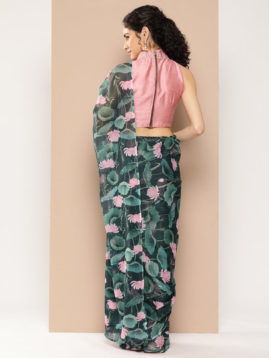 Ahalyaa Floral Poly Chiffon Saree | Swadesiicart