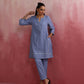 trueBrowns Sky BLue Cotton Kurta Co-ord set - Swadesiicart