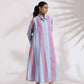 trueBrowns Blue Cotton Stripe Flared Shirt Dress | Swadesiicart
