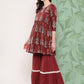 InWeave Women's Brick Rust Boota Sharara Set With Dupatta - Swadesiicart