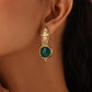 trueBrowns Brass Green Stone Abstarct Earrings - Swadesiicart