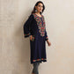trueBrowns Blue Kashmiri Embroidered Woollen Phiran Kurta | Swadesiicart