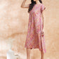 InWeave Women's Pink Coral Floral Print A Line Dress - Swadesiicart