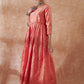 InWeave Women's Peach Mirror Work Long Anarkali Kurta - Swadesiicart