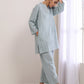 trueBrowns Eggshell Blue Dobby Relaxed Fit Co-Ord Set - Swadesiicart