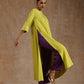 trueBrowns Lime Modal Satin Neck Pleat Kurta Set | Swadesiicart