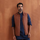 trueBrowns Men's Rust Printed Reversible Nehru Jacket | Swadesiicart