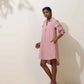 trueBrowns Pink Cotton Linen Dress | Swadesiicart