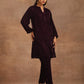 trueBrowns Wine Velvet Solid Co-ord Set - Swadesiicart