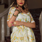 Pomcha Jaipur Yellow Leaf Cotton Anarkali Plazo Set | Swadesiicart