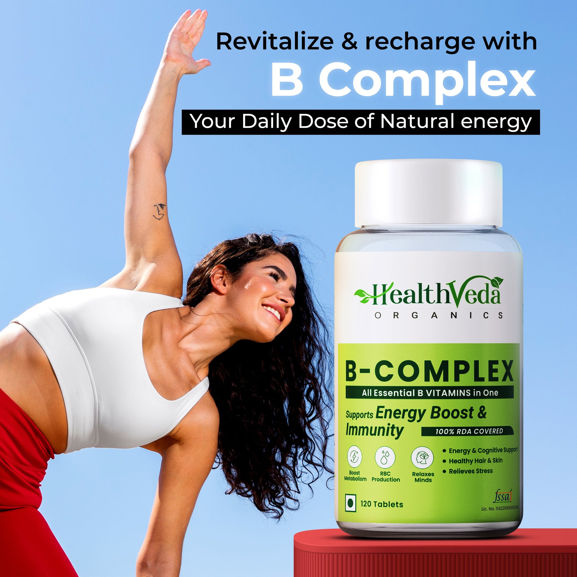 Health Veda Organics Plant Based B-Complex Tablets - Swadesiicart