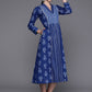 Ahalyaa Floral Print Midi Pure Cotton Ethnic Dress with Lace Inserts Detail | Swadesiicart