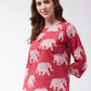 InWeave Red Elephant Top - Swadesiicart