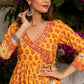 Pomcha Jaipur Mehar Light Brown Hand Block Anarkali Set | Swadesiicart