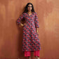 trueBrowns Pink Print High Slit Kurta Set | Swadesiicart