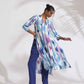 trueBrowns Blue Ikat Print Muslin Kurta Set | Swadesiicart