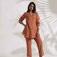trueBrowns Rust Slub Co-ord Set - Swadesiicart