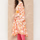 Ahalyaa Women Floral Printed Flared Sleeves Gotta Patti Crepe Kaftan Kurta | Swadesiicart