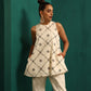 trueBrowns Ivory Rhombus Cotton Sleeveless Co-Ord Set - Swadesiicart