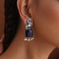 trueBrowns Silver Tone Turquise Stone Earrings - Swadesiicart