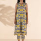 trueBrowns Yellow Cotton Ikat Sleeveless Kurta Pant Set | Swadesiicart
