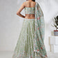 House of Panchhi Lime Green Chiffon Sequins And Thread Embroidery Lehenga Choli & Dupatta | Swadesiicart
