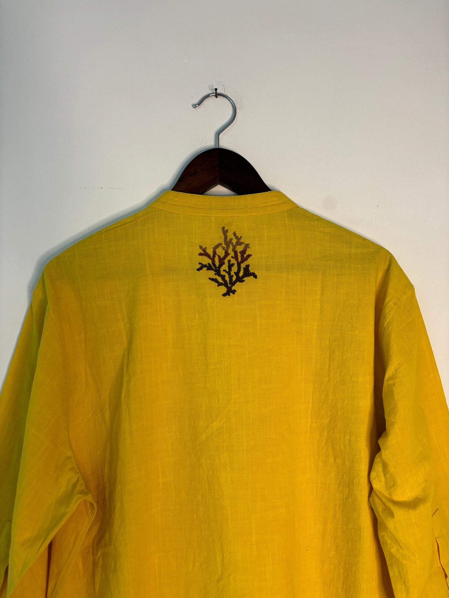 trueBrowns Yellow Slub Short Shirt | Swadesiicart