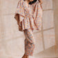 trueBrowns Multicolor Beige Overall Floral Block Print Cotton Kaftan Co-Ord Set - Swadesiicart