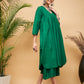 InWeave Women's Forest Green Flared Kurta Palazzo Set - Swadesiicart