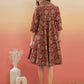 InWeave Women's Maroon Mughal Kalamkari Flared Dress - Swadesiicart