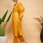 InWeave Women's Mustard Organza Sleeve Kurta Set - Swadesiicart