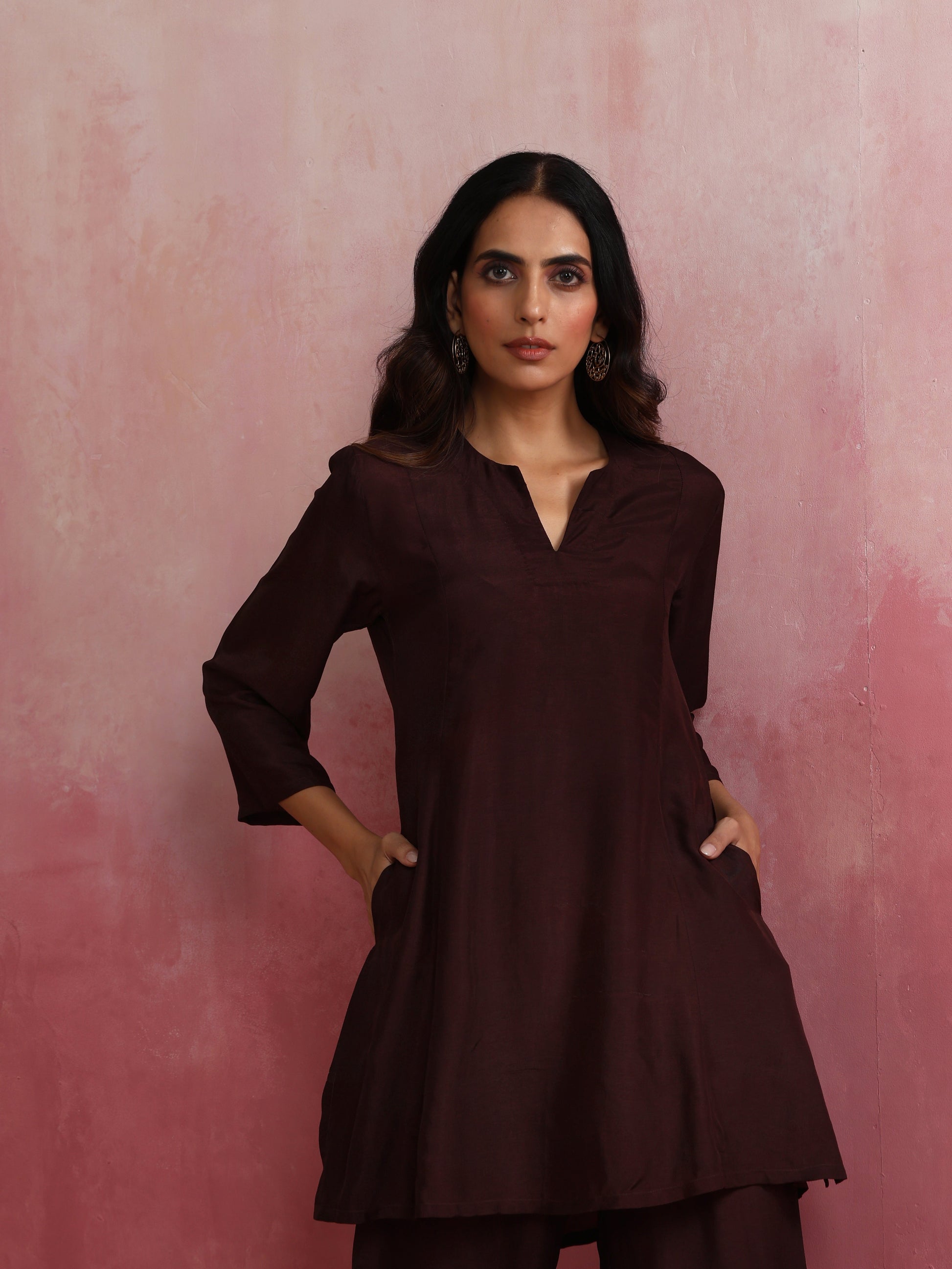 trueBrowns Cola Viscose Silk Kurta Co-ord Set - Swadesiicart