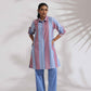 trueBrowns Blue Cotton Stripe Kurta Co-ord Set - Swadesiicart