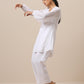trueBrowns Gauze White Short Co-Ord Set - Swadesiicart