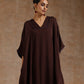 trueBrowns Cola Brown Modal Satin Oversized Kurta Set | Swadesiicart