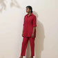 trueBrowns Maroon Cotton Linen Co-Ord Set - Swadesiicart