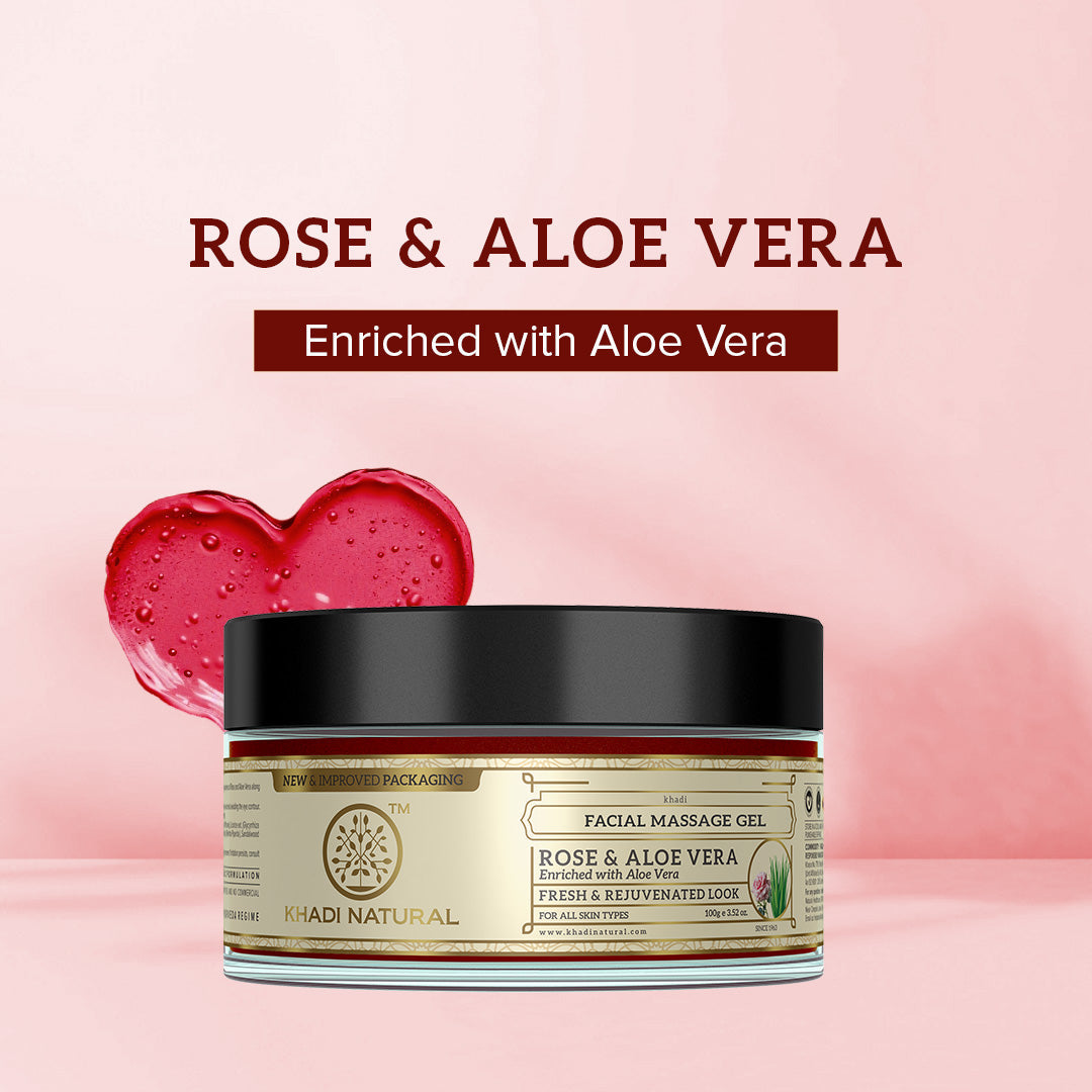 Khadi Natural Rose Aloe Vera Face Massage Gel Combo Pack Of 2 – 100gm Each