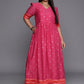 Ahalyaa Plus Size V-Neck Maxi Ethnic Dress | Swadesiicart