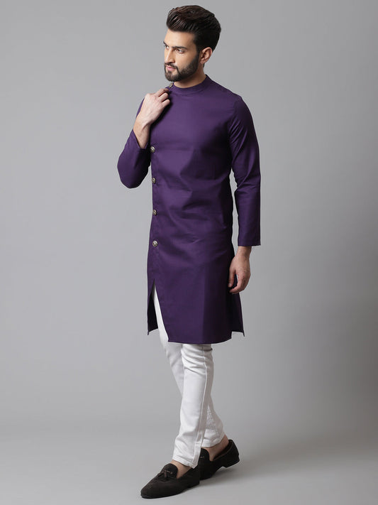 Even Apparels Purple Sherwani Kurta With Asymetrical Cut | Swadesiicart