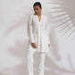trueBrowns Off-White Cotton Embroidered A-line Co-ord Set - Swadesiicart