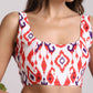 trueBrowns Carrot Muslin Ikat Sleeveless Blouse | Swadesiicart