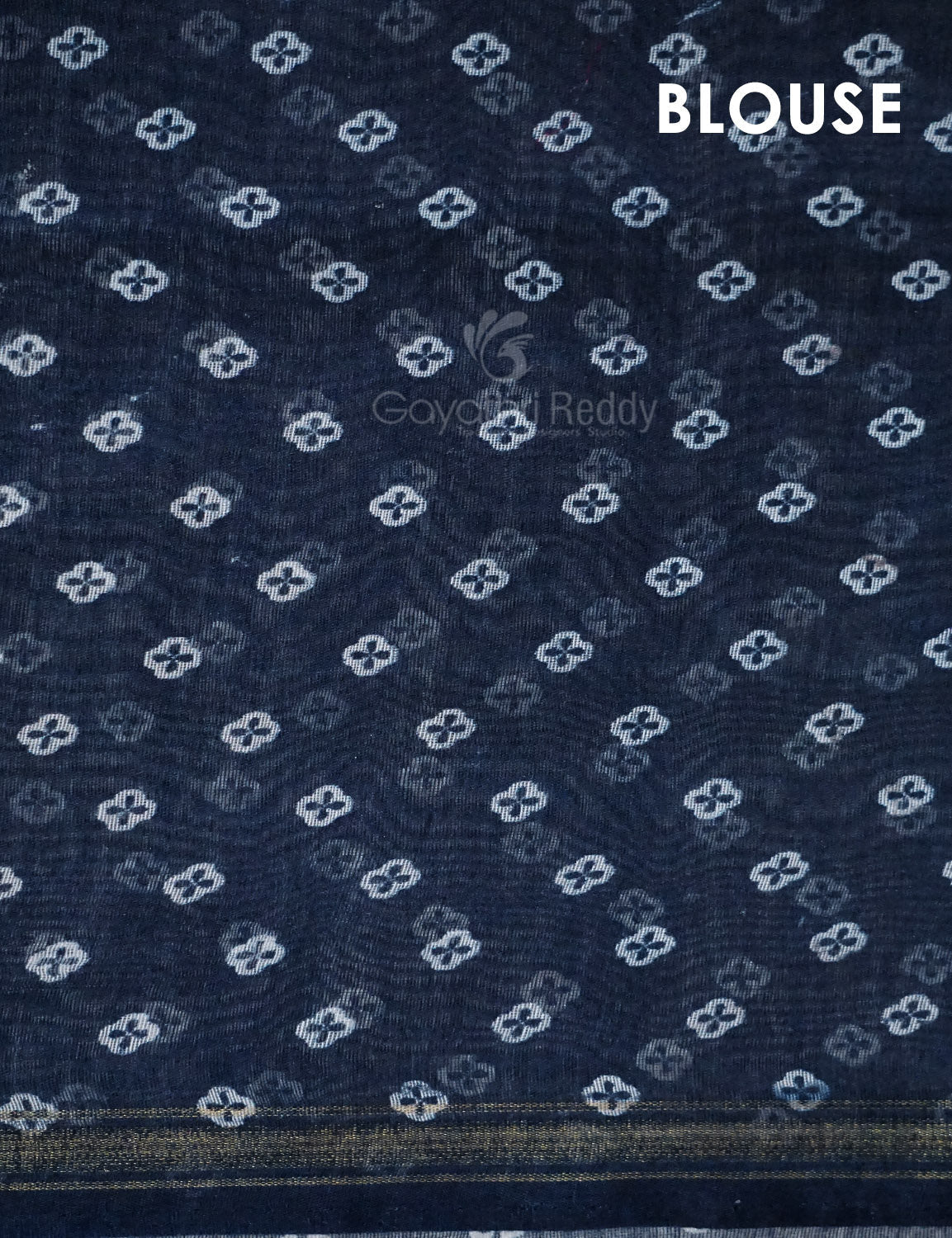 Shades of Navy Blue Colour Floral Design Semi Chanderi Saree By Gayathri Reddy Designer Studio | Swadesiicart