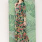 InWeave Women's Green Tropical Print Gota Long Dress - Swadesiicart