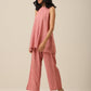 trueBrowns Light Mauve Slub Textured Sleeveless Short Co-Ord Set - Swadesiicart